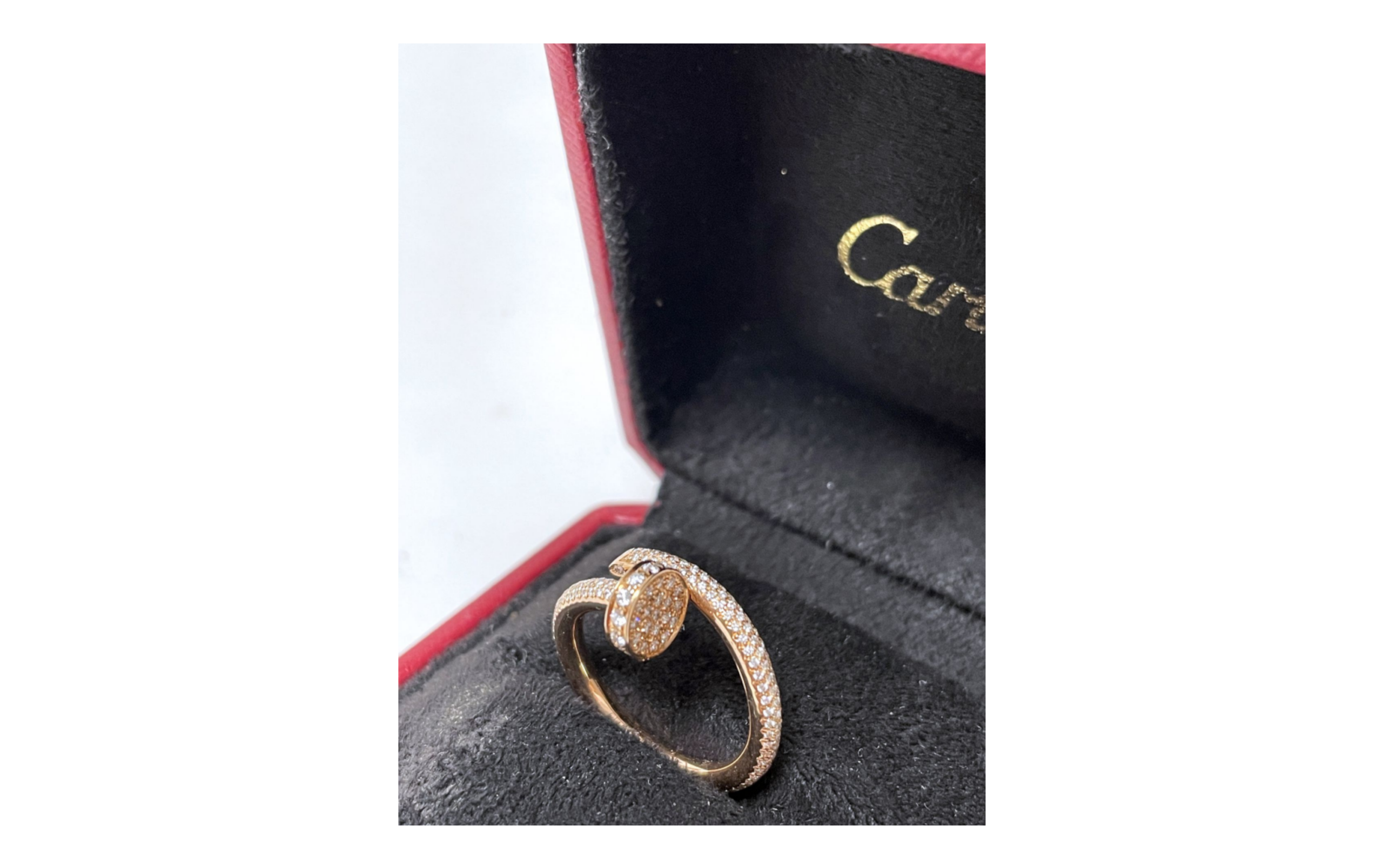 Bague Cartier Juste un Clou or rose pavée diamants taille 54 avec écrin