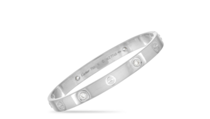 Bracelet Cartier Love or blanc 18K serti de 4 diamants