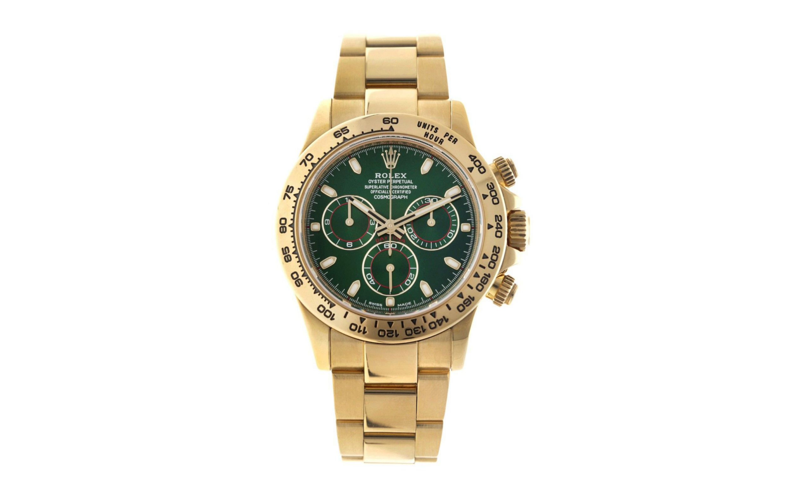 Rolex Daytona 116508 full gold or jaune cadran vert 2020 — full set