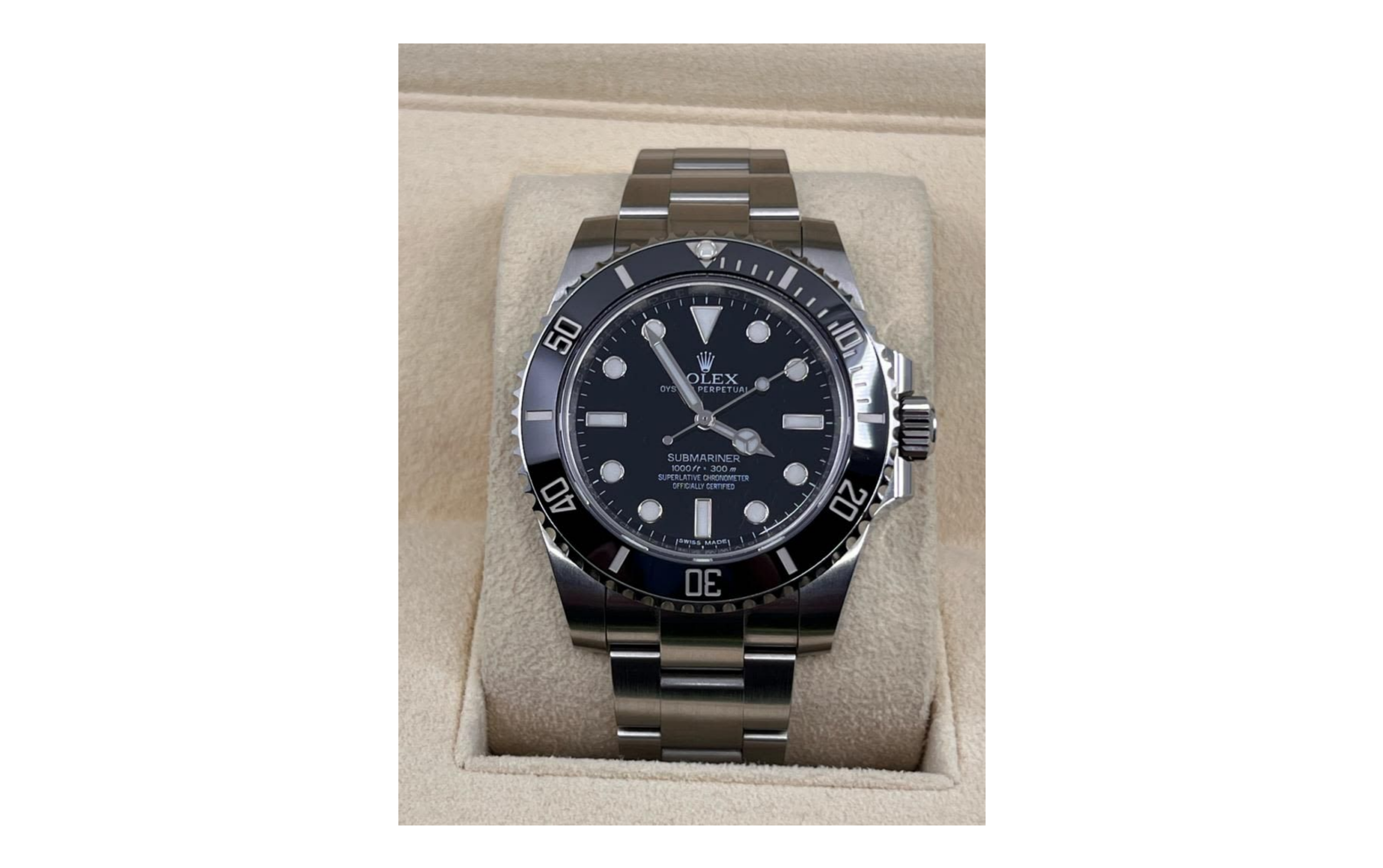 Rolex Submariner 114060 sans date 2016 cadran noir — bracelet rehaussé