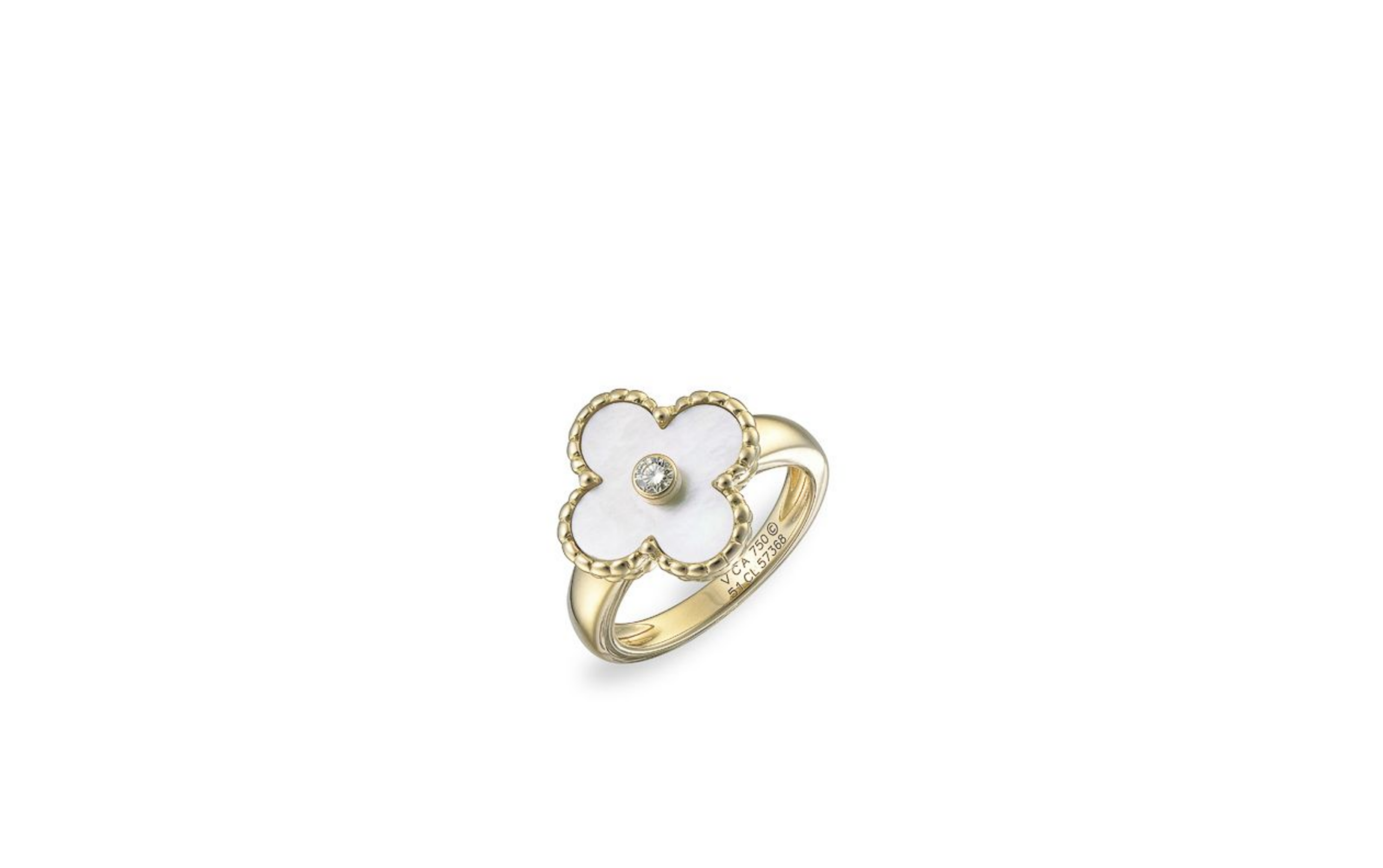 Bague Van Cleef & Arpels Alhambra nacre or jaune taille 52 — bon état
